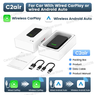 CarlinKit | CarlinKit 5.0 C2Air 2-In-1 CarPlay Android Auto Wireless Adapter For Wired CarPlay Android Auto Cars Online Upgrade Plug & Play