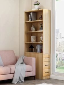 Floor Corner Bookcase Table Side Storage Small Bookshelf Sofa Side Cabinet Tailstock Gap Slot Cabinet Side Pull Cabinet