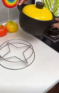 ZH482 Stainless Steel Pot Rack Kitchen Insulation Anti-Scading Steaming Rack Storage Countertop Pot Bracket