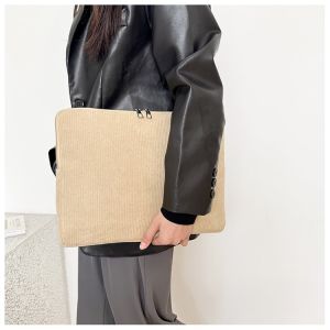 Corduroy Lining Womens Plaid Laptop Bag Small Batch Logo Printing Waterproof Shockproof City Simple Style Handheld Bag