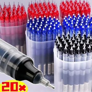 ปากกาหมึกเจลชนิดเข็มที่มีคุณภาพสูง1-20ชิ้นสีดำ/ สีฟ้า/สีแดง0.5มม. ของเหลวปากกาลูกลื่นนักเรียนเครื่องเขียนสำนักงานอุปกรณ์การเขียน