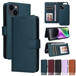Removable Flip Case for iPhone 16 15 14 13 12 11 Pro Plus Max Leather 2 IN 1 Wallet Casing Anti-theft Swipe RFID Card Slots Cover