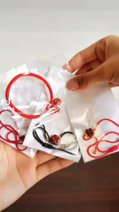 Handmade Red Thread Bracelet With Two Red Balls For Luck And Positive Energy