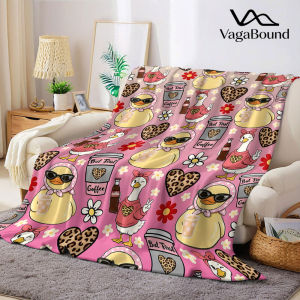 BILIBILI | Retro Coffee Duck Leopard Heart Flannel Blanket Warm Soft Halloween Christmas Decorative Couch Warm Cozy All-Season Gift
