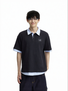 dangerouspeople | Fake Two-piece Embroidered Puppy Breathable Mesh T-shirt