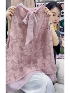 QINGNAER | Sweet Floral Loose Fitting Sleeveless Top