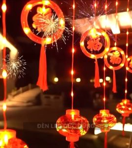 [ĐÈN TẾT] Dây Đèn Led Lồng Đèn Chữ Phúc Đỏ Thả Rèm Có Chế Độ Nháy Trang Trí Dịp Tết Khai Trương v...