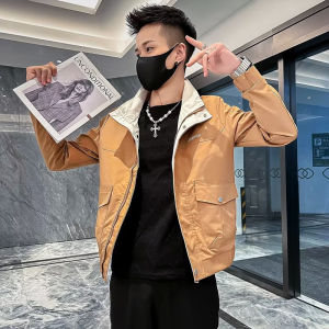 Black Working Wear Outwear Mens Autumn and Winter Mens Wear Stand-up Collar Slim Fit Tops Pu Handsome Stylish Brand Casual Short Double Layer Jacket