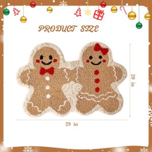 VIKAMA Christmas Cartoon Couple Gingerbread Man Carpet Bathroom Non-Slip Absorbent Foot Mat Indoor Outdoor Living Room Door Mat