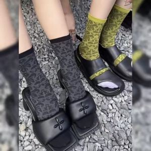 Trendy Silhouette Print Curly Pattern Knee Socks Socks Womens Vintage Cotton Socks Ins Trend Multicolor Basic Line Socks