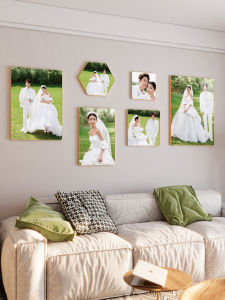 Modern Minimalist Metal Photo Wall Decorative Frame Hanging on Wall Album Living Room Sofa Background Wedding Photo Wall No Punching Required