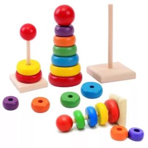 Đồ chơi tháp xếp chồng 7 tầng cầu vồng gỗ đồ chơi xếp chồng thông minh giáo dục cho bé