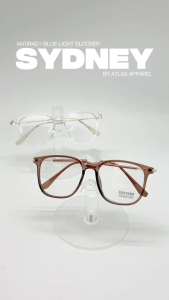 SYDNEY Womens Anti-Radiation Blue Light Blocker Square Framed Eyeglasses (Size 52) by Atlas Apparel