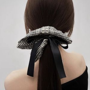 Khăn Quàng Cổ Kẻ Caro Lớn Phong Cách Cổ Điển Dành Cho Nữ Dây Buộc Tóc Tròn Kiểu Ballet Phụ Kiện Tóc Thời Trang Dây Buộc Tóc Bằng Nylon