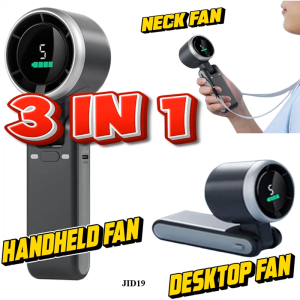 Portable Turbo Fan Mini Hanging Neck Fan 3600mAh USB Rechargeable Handheld Air Cooling Fan with 5 Gear for Summer Handheld Fan