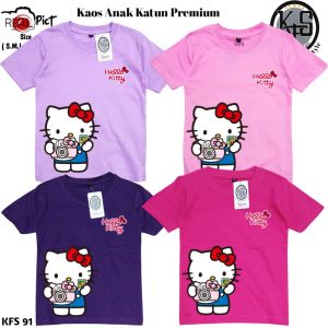 KFS 91 Atasan Baju Anak Perempuan Kaos Hello Kitty Kiwoyo 1-10 Tahun