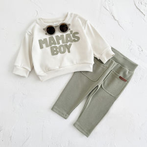 2025 Baby Boy Clothes MAMAS BOY Sets Fall Baby Girl Infant Outfit Sweatshirt Top Pants 2Pcs Long Sleeve Winter Warm Infant Suit