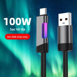 Cáp Sạc Nhanh NNBILI RGB 100W A-C & 60W C-C Cho Xiaomi Huawei OPPO Oneplus - Cáp Sạc Điện Thoại Di Động Bện Tốc Độ Cao