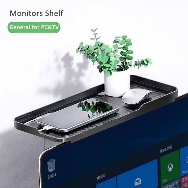 TV Screen Top Storage Shelf, Adjustable Monitor Storage Rack Computer ...