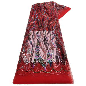 African Lace Fabric 2025 High Quality French 3D Flower Black Sequins Embroidery Beads Tulle Lace Fabric For Party Dress 2.5 Yard