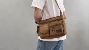 Túi đeo vai đơn giản cho nam vải Oxford túi vuông nhỏ nhiều lớp nylon chống nước túi nhỏ kinh doanh ví đeo chéo