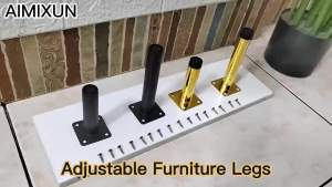 4 Pcs Furniture Legs Modern Metal Couch Legs 4 inches/10 cm Adjustable Furniture Feet Sofa Legs Set of 4 for Cabinet Kitchen Shelves Sofa Table Chair Desk Cupboard (Black)