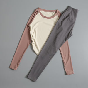 Women Professional Training Running Yoga Set Breathable Quick-Dry Long-Sleeve