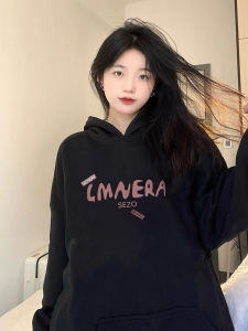 สีดำ ผ้าขนแกะ เรียงราย เสื้อฮู้ด เสื้อแจ็คเก็ต ผู้หญิง American Retro Loose Lazy Style พรางหุ่น ด้านบน ฤดูใบไม้ร่วง ฤดูหนาว สินค้าใหม่ สตรีทแวร์