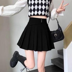 Gray Pleated High-Waist A-Line Suit Mini Skirt
