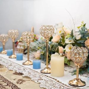1/3 Pcs Height Kristal Candelabra Ornamen Dekorasi Kreatif Emas Dekorasi Rumah Cahaya Lilin Makan Malam Alat Peraga Pernikahan