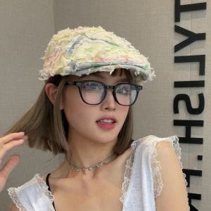 ZHANDONG | Colorful Checked Frayed Ripped Fashionable Cap