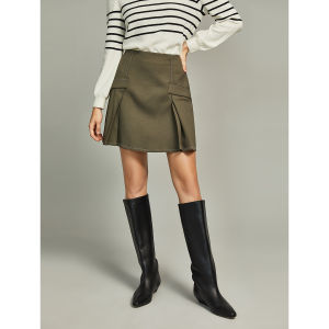 Elle | High Waist Slimming A-line Short Skirt Black