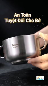 Bát Tô Chén Ăn Dặm Inox 304 Hai Quai Cách Nhiệt Chân Không Chống Nóng Cho Bé Snainy