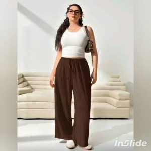 Elegant White Linen Crop Top and Wide-Leg Pants Set for Women BB