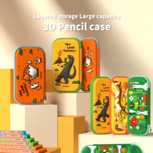 (Tyrannosaurus Yellow Pencil Case) Mideer Kids Pencil Box Pencil Case - 180 Degree Open 3D Surface Eva Surface Material Present Gift