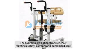 Movetransfer Split Seat Shower Commode Transfer Chair with Hydraulic Hi Low Control