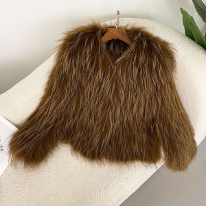 Áo Khoác Lông Chồn Dệt Kim Hai Mặt Nữ OFTBUY Cổ V Tay Dài Dày Dặn Ấm Áp Tự Nhiên Mùa Đông Phong Cách Đường Phố
