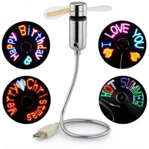 Novel USB Fan Mini LED RGB Lamp Computer Programmable Fan Flexible Goose Neck DIY Message Suitable for PC Laptops and Desktops