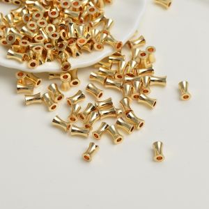 14k18k Vàng Vàng Trắng Góc Thẳng Hạt Nhỏ Rời Hạt Tự Làm Thủ Công Chiếu Trúc Hạt Ngọc Trai Phụ Kiện Làm Vòng Tay