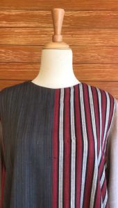 Minea Gamis Tenun Lurik Kombinasi Katun Linen Manna Merah