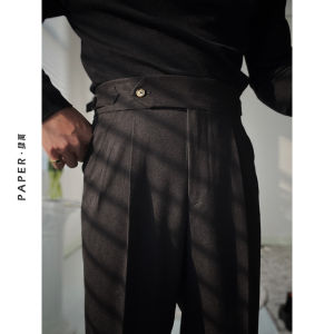 Khaki Neapolitan High Waist Mens Casual Pants Britsh Vintage Straight Leg Long Trousers Autumn Style Business Gentleman