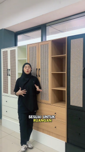 F&F: Meiji Wardrobe with Drawer | 2 Door Wardrobe With Drawer and Compartment |Almari Baju + Laci Moden Minimalis | Wardrobe Storage Cabinet with Rack & Drawer | Rattan Wardrobe