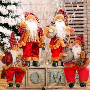 Christmas 12-inch Santa Figure Standing Santa Doll Window Decorations Christmas Decorations Christmas Gifts Birthday Gifts