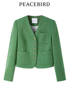 Fashionable V-neck Pea Coat Spring New Arrival Elegant Small Fragrance Style Jacket Versatile French Style Short Outerwear