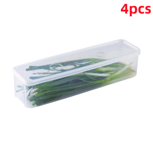 4 Pcs Long Rectangular Food Storage Containers Plastic Reusable Refrigerator Organizer Boxes Kitchen Accessories