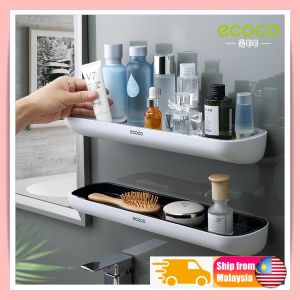 ECOCO Bathroom Toilet Wall Shelf Rack Storage Shelf Rack Organiser Self Adhesive Hook Sticker Easy Installation Rak Bilik Mandi Tandas