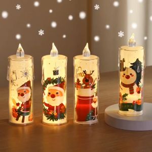 4PCS Christmas Flameless Candlestick LED electronic atmosphere light decoration