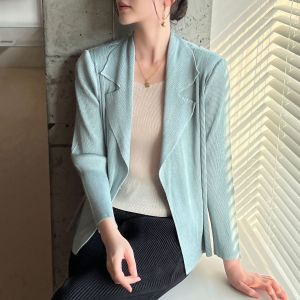 Miyake New High-End Pleated High-Drape Elegant Commuting Versatile Casual Blazer Jacket # 5037