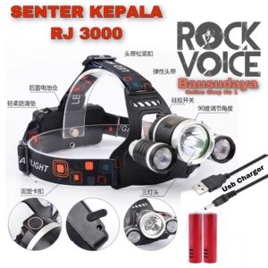 Senter Kepala XML T6 5000 Lumens RJ 3000 Hitam