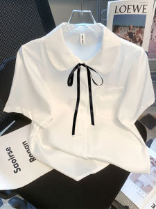 Summer Student Short Sleeve Doll Collar White Shirt Womens JK Uniform Loose Design Class Uniform Top Sweet College Style